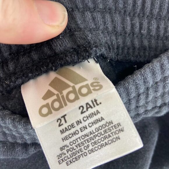Adidas 2T Black Blue Three Stripe Sweatpants - Picture 2 of 4